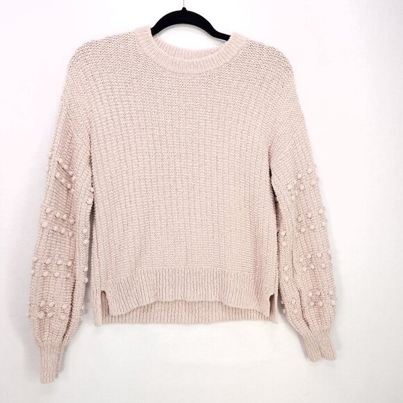 Madewell Bobble Pullover Sweater Pink Women XS Oversized Boho Knit Crew Neck - Picture 2 of 12